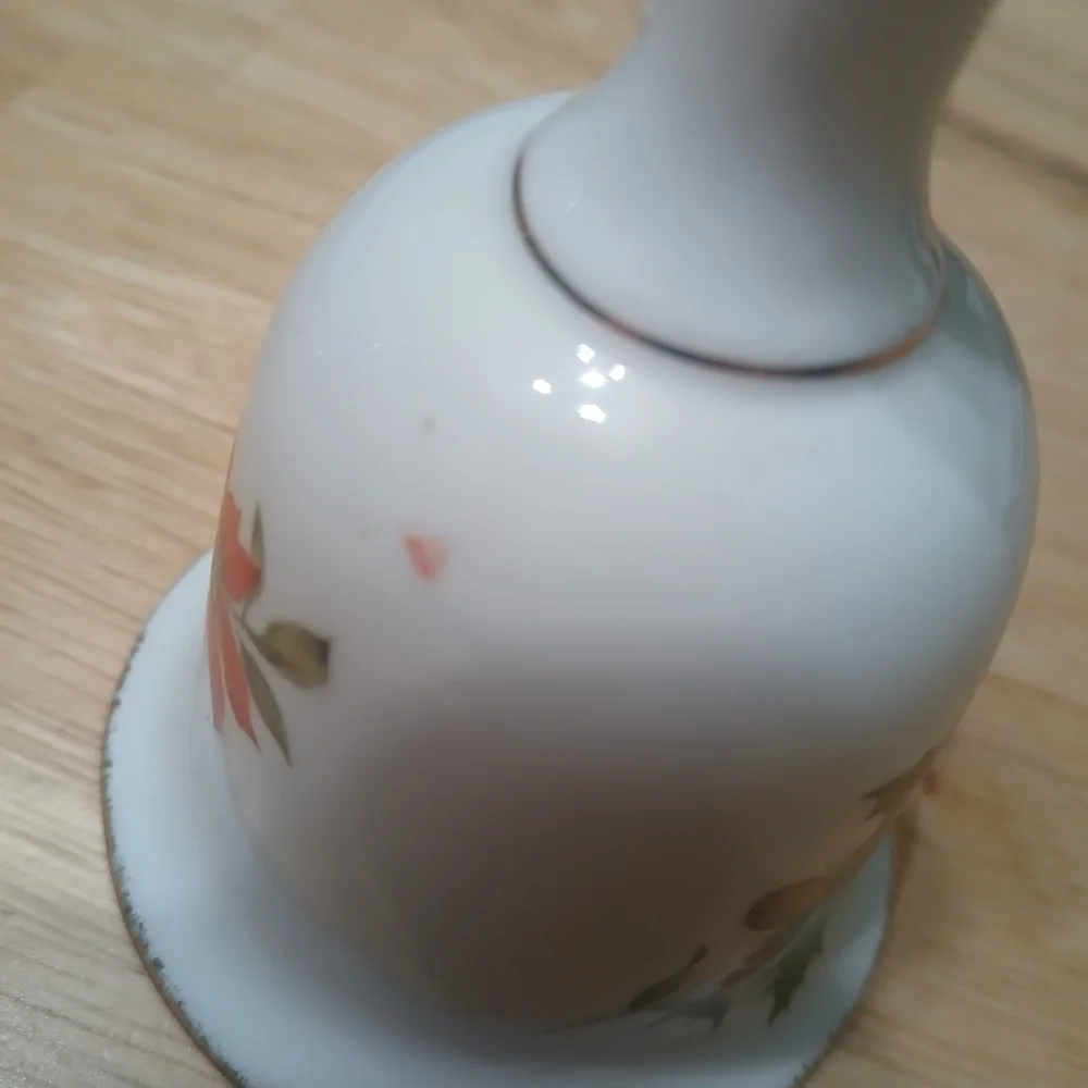 Vintage Festive Holiday Bell Genuine Fine Bone China Poinsettia Taiwan 1960's